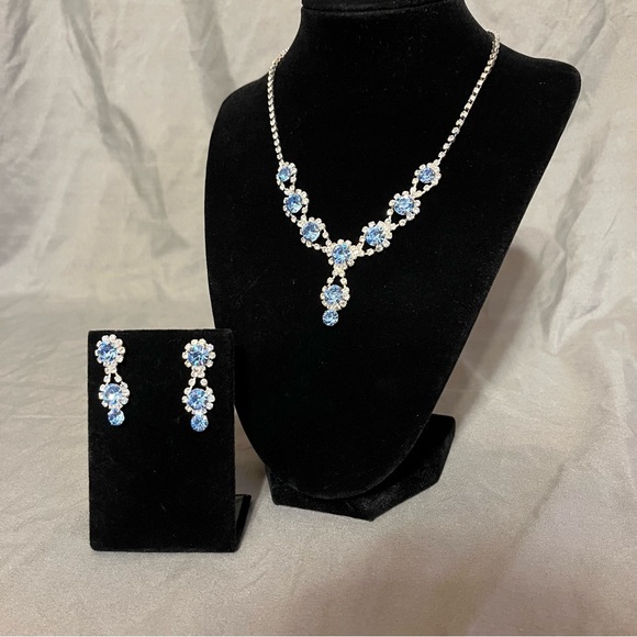 Prom/Special Occasion Necklace and Earrings, Light Blue - Picture 3 of 13